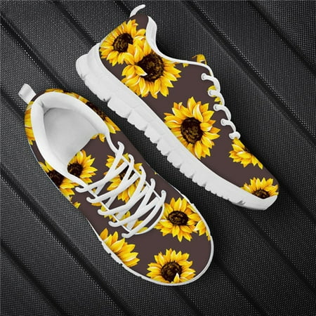 

Sport Jogging Running Shoes For Women Nurse Walk Casual Shoes Sunflower Print Air Mesh Lightweight Ladies Sneakers Woman Flats