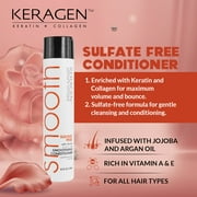 KERAGEN - Smoothing Conditioner with Keratin and Collagen for All Hair Types, Sulfate Free, 10 Oz - Moisturizes, Strengthens, Protects Color and Repair - Panthenol, Vitamins, and Jojoba Oil