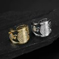 thumbnail image 4 of QQTDFG Rings for Men Women Stainless Steel Jewelry St. Benedict Exorcism Plated Open-Gold-Size 8 (opening adjustable), 4 of 8