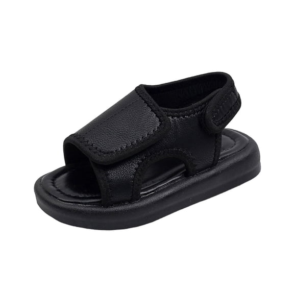 CYRBOKO Boys Beach Sandals, Hook&Loop Non-Slip Open Toes Breathable Kids Shoes Black Size 9 (Toddler)