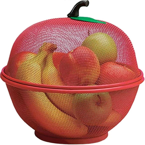 Fruits Bowl Basket Apple Shape Mesh with lid Tabletop Vegetable Holder Keep Unwanted Pets & Insects Out Kitchen Dishwashing Drain Basket