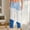 Blue, variant on Qulqfy Women's Pants Lounge Blue Baggy Pants Wide Leg Color Block Elastic Waist Pull On Pants for Women