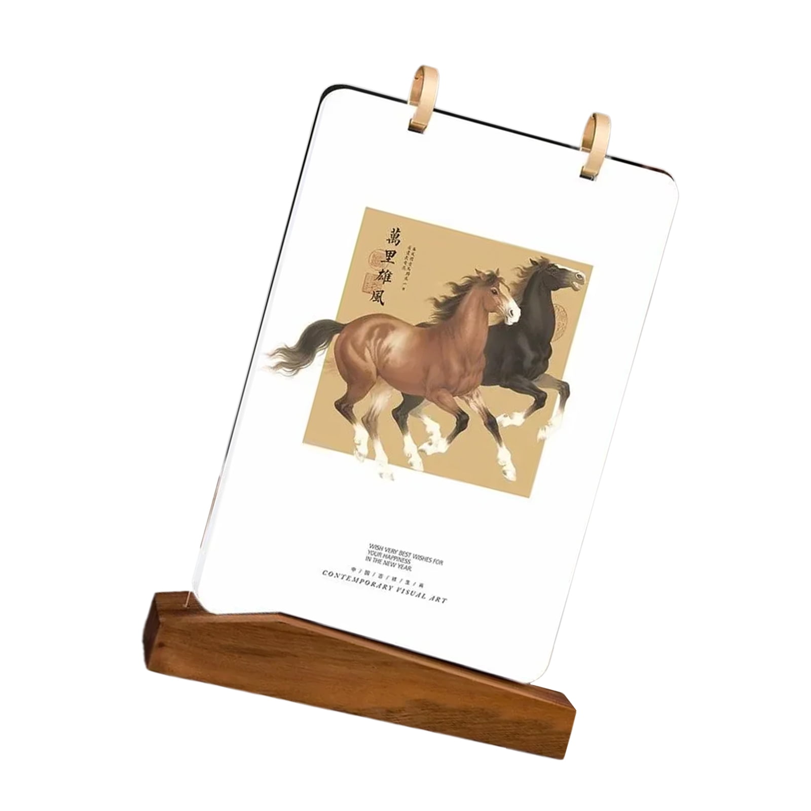 2026 Desktop Monthly Flipping Calendar 2026 Year of Horse Calendar With Acrylic And Wooden Frame for Home Decoration