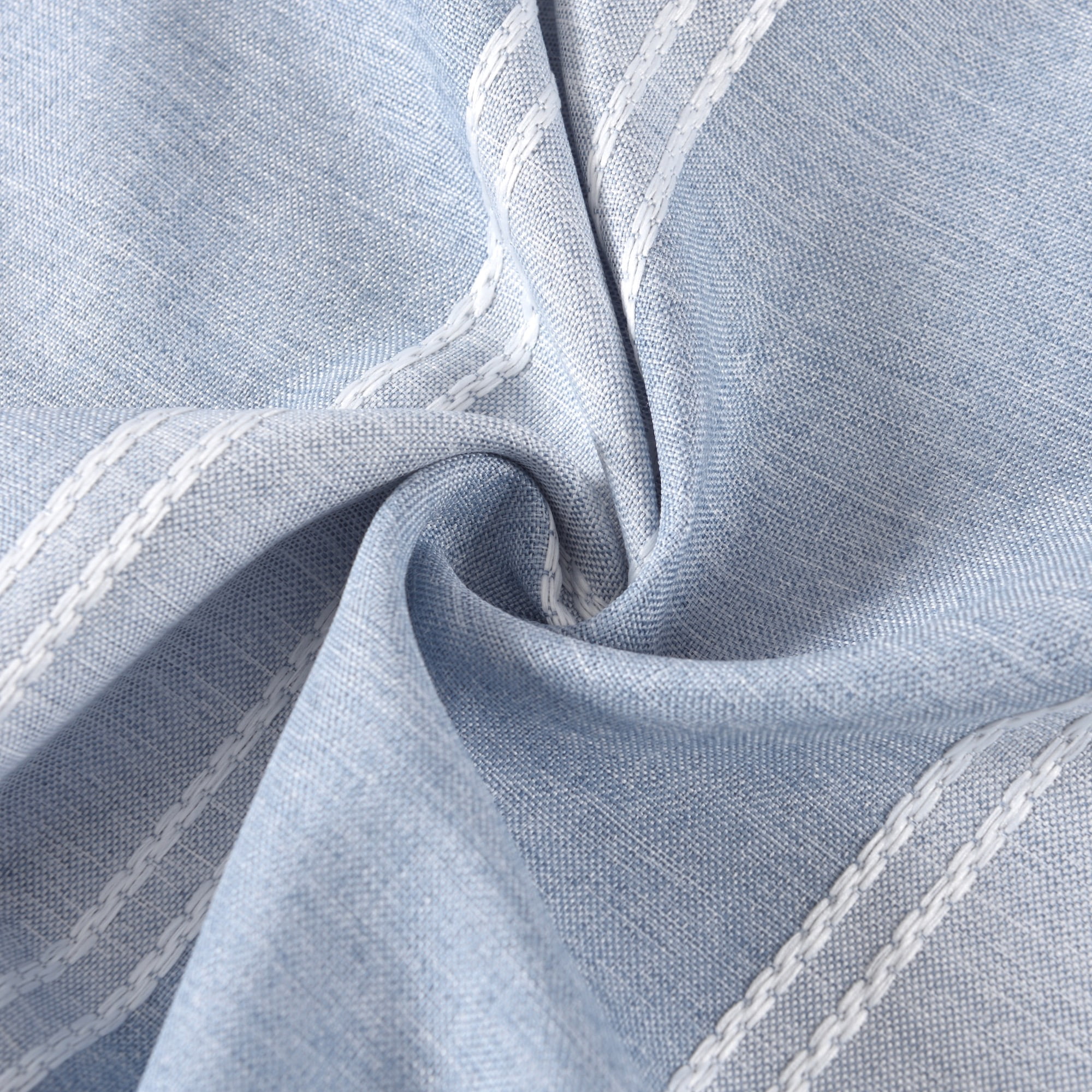 Dainty Home Madison Striped Textured Embossed Weaved Striped Cotton Feel Designed Fabric Shower Curtain 70"W x 72"L in Blue