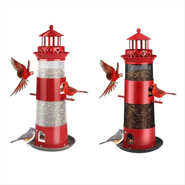 Comederos para PáJaros para Colgar Al Aire Libre, PáJaros una Prueba de Ardillas para Exteriores, Semillas de PáJaros de Metal para Negro