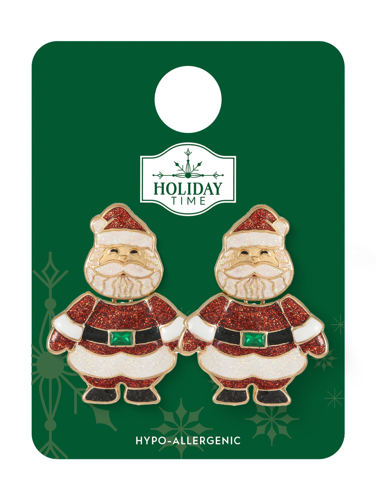 Holiday Time Santa Claus Earrings, 1 Pair