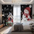 thumbnail image 2 of Black Snowman Christmas Blackout Curtains for Bedroom/Living Room, Pinch Pleated Black Out Curtains, Xmas Snowflake Birds Berry Winter Room Darkening Window Drapes with Hooks 2 Panels, 59"x70", 2 of 8