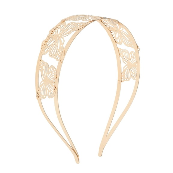 Unique Bargains 1 Pc Cute Wide Side Butterfly Headbands for Women Gold Tone