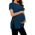 thumbnail image 3 of Women's Maternity Shirts Tops Split Hem Ribbed Maternity Pregnancy Clothes 3-Pack, 3 of 6