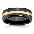 thumbnail image 1 of Ceramic Black with 14k Inlay 8mm Polished Band Size 9, 1 of 6