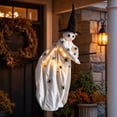 thumbnail image 3 of Lighted Flying Ghost Decor 35 Inch, Hanging Ghost Riding Broom with Black Witch Hat, Waterproof LED Halloween Sign for Front Door, 1 Pack, 3 of 4