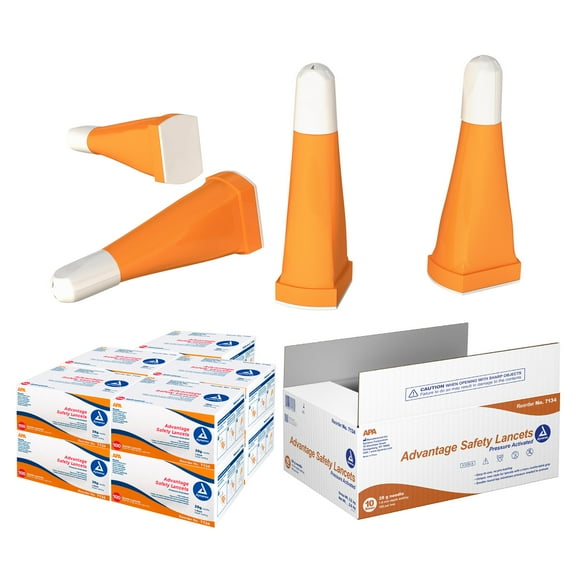 Dynarex Advantage Pressure-Activated Safety Lancets - Auto Retracting Needles - Pre-Loaded & Ready-To-Use, Gamma Sterilized - 28G - 1.8 mm - 1 Case, 10 Boxes of 100