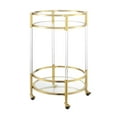 thumbnail image 3 of Royal Crest Two-Tier Acrylic Round Bar Cart in Clear Glass with Gold Metal Frame, 3 of 6