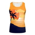 thumbnail image 4 of Linfrsh Mens Summer Beach Tank Top Tropical Print Sleeveless Muscle Basic Tee Vacation Tops Vintage Graphic T Shirt Shirts Orange,XL, 4 of 5
