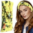 thumbnail image 6 of Women's Boho Criss Cross Style Head Wrap Hair Band- Yellow Floral Design, 6 of 7