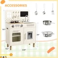 thumbnail image 3 of Arlopu Kids Play Kitchen, Wooden Kitchen Playset with Realistic Lights & Sounds, Interactive Pretend Kitchen with Chalkboard, Sink, Water Dispenser & 6 Pcs Cookware for Toddlers, 3 of 9