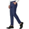 thumbnail image 4 of Unique Bargains Men's Slim Fit Plaid Business Pants Trousers with Pockets 32 Navy Blue, 4 of 7