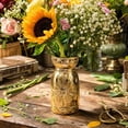 thumbnail image 6 of Tabletop Ceramic Flower Vase,Electroplated Gold Embossed Sunflower Decor Vessel with Two Selectable Sizes,Dried Foliage Display Container for Entry Console Fireplace Mantel Bedroom Dresser, 6 of 8