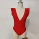 thumbnail image 4 of Traje de baño de una pieza para mujer, traje de baño informal de moda para mujer, traje de baño de color sólido con cuello en V para mujer, traje de baño de moda playera para mujer, trajes de baño de, 4 of 5