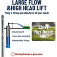 thumbnail image 5 of ChaoLink Submersible Pump Deep Well Pump - Stainless Steel 2HP, 220V, 33GPM Flow, 400ft Head, and 33ft Cord.4SDM5/12-1.5 US plug 10 meters, 5 of 8