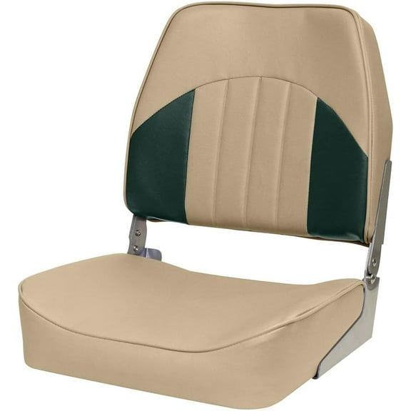 Overton's Economy Low-Back Fishing Seat – Embossed Center Panel, Injection-Molded Frame, UV-Protected Marine Vinyl, 200 lb Capacity