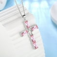 thumbnail image 4 of Jewmon 925 Sterling Silver Cross Necklace October Birthstone Necklace for Women Mens Cross Pendant Birthstone Jewelry Christmas Day Gift for Mom Wife Girlfriend, 4 of 9