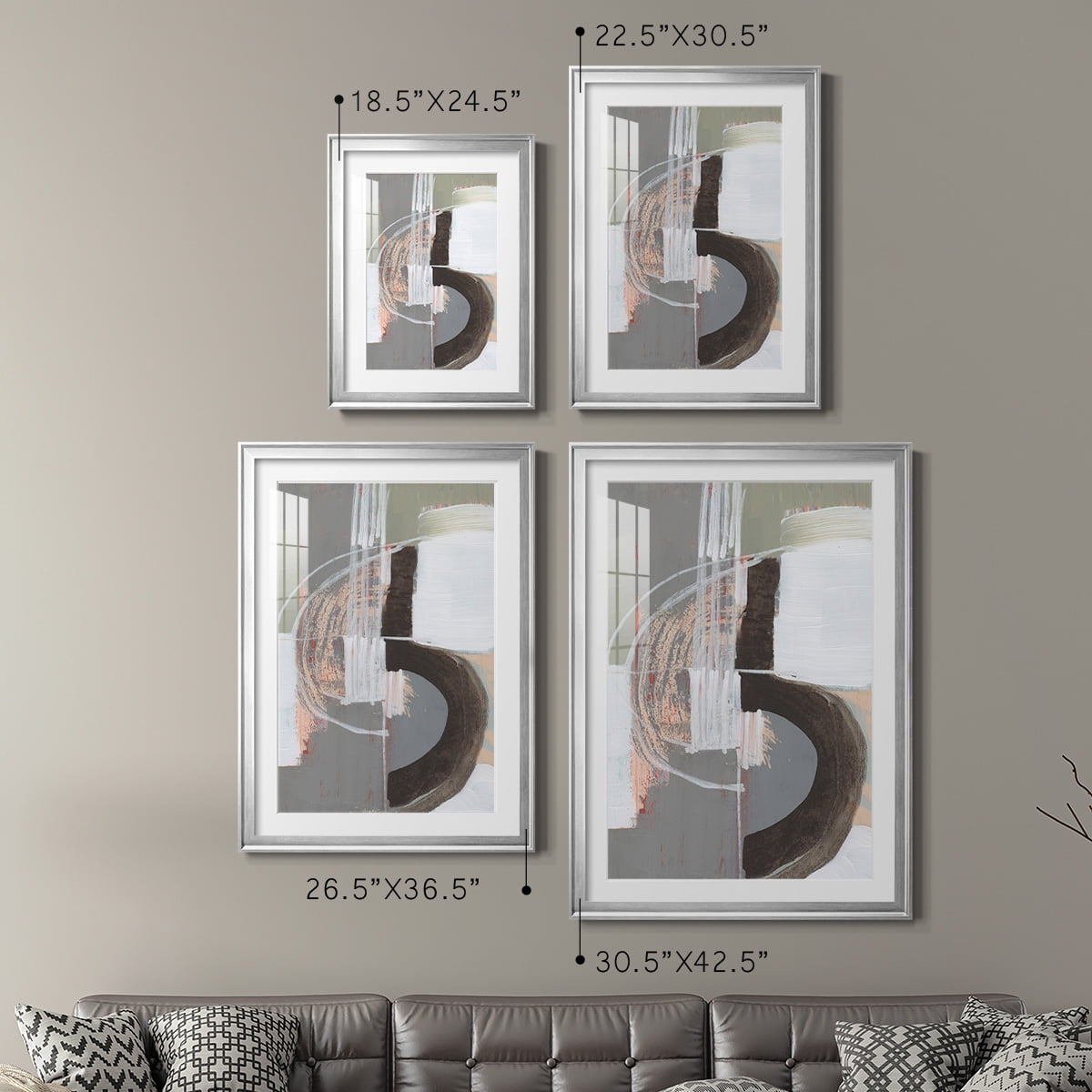 Wexford Home Arching Neutrals III Premium Framed Print, 22.5" x 30.5" - Ready to Hang, Silver (Set of 2)