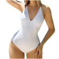 thumbnail image 1 of Trajes de Baño para Mujeres Sexy Color Sólido Bikini con Cuello en V Traje de Baño Dividido con Pantalones, Nylon de Corte Alto para la Piscina de Playa, 1 of 9