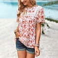 thumbnail image 2 of Blusa de manga corta con cuello redondo informal de primavera y verano con estampado de mujer OAVQHLG3B Store  lin121212, 2 of 4