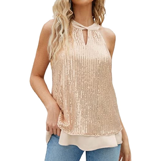 Cathalem Ladies Tank Tops Summer Sleeveless Basic Cami Top Shirt Slim Knit Ribbed Racerback Blouses,Rose Gold S