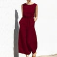 thumbnail image 2 of gakvbuo Jumpsuits For Women Summmer Dressy Wedding Jumpsuits For Women Sleeveless Pocket Solid Color Loose Straight Pants Fashion Romper Pants, 2 of 6