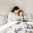 thumbnail image 4 of Feelyou Cartoon Elephant Tiger Bedding Comforter Set 7pcs, Cute Leopard Zebra King Bedding Sets, Chic Abstract Grey Reversible Bed Sheets, Super Cozy Room Decor, 4 of 7