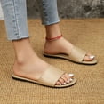 thumbnail image 3 of Mepaouo Women's Flat Sandals Open Toe Slip on Leather Slide Comfortable Fashion Beach Slippers Shoes, 3 of 8