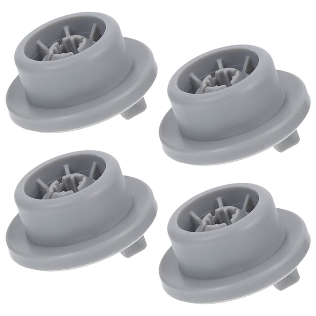 BRIGHTFUFU 4Pcs Plastic Dishwasher Lower Rack Wheel Replacement Part for Smooth Operation Grey 1.42in Diameter