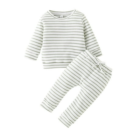 

Baby Uni Cotton Striped Autumn Long Sleeve Pants Pullover Tops Set Clothes