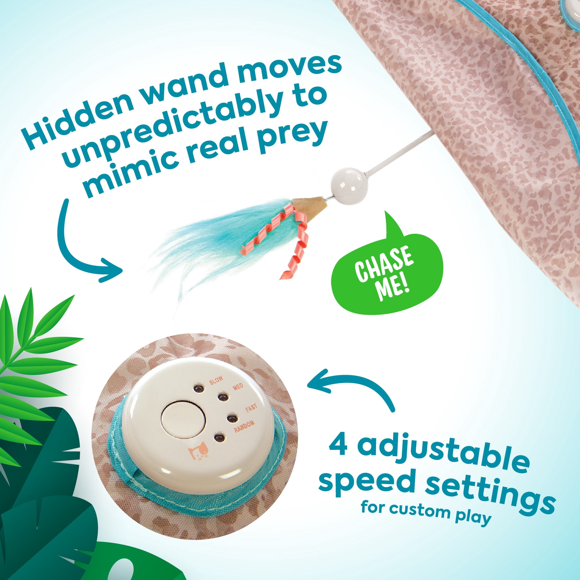 Instincts by SmartyKat Hidden Hijinks Electronic Motion Concealed Teaser Wand Cat Toy