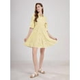 thumbnail image 6 of Womens Striped Button Down Midi Shirt Dress Casual Loose Cuffed Long Sleeve Mid Long Dresses Yellow S, 6 of 9