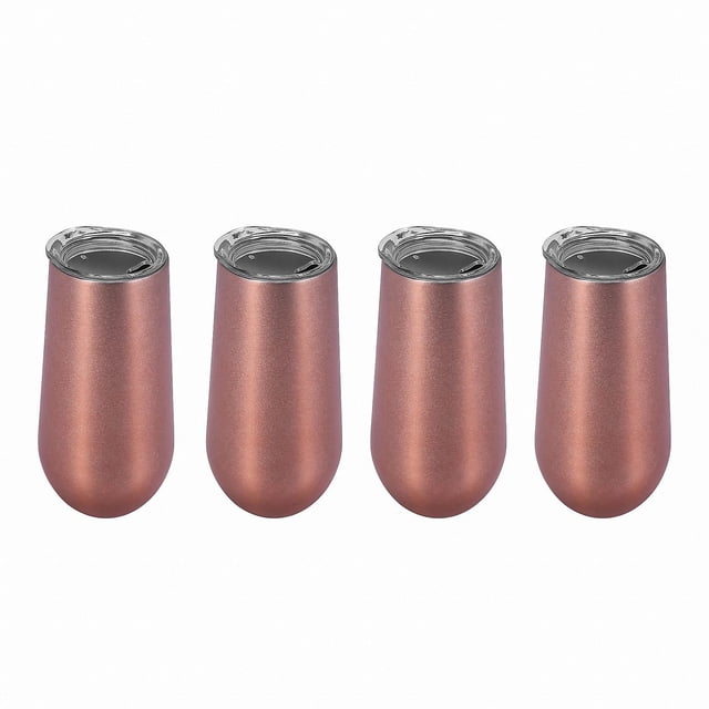 Vaso de vino PENGJJMXG aislado de acero inoxidable con tapa forma de huevo 6 oz paquete de 4