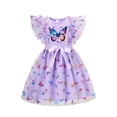 thumbnail image 3 of Toddler Girls Summer Tutu Dress Tulle Dresses Rainbow Sundress with Ruffled Sleeveless & Belt Party Princess Outfit for 6-7 Years Kids, Butterfly, 3 of 11