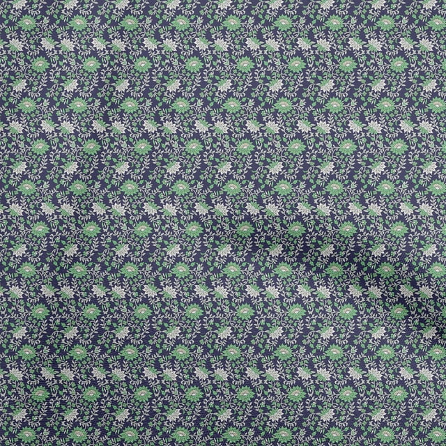 oneOone Polyester Spandex Blue Fabric Floral Craft Projects Decor Fabric Printed By The Yard 56 Inch Wide