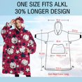 thumbnail image 4 of Oversized Wearable Blanket Hoodie,Red Baseballs and Stars Pattern Sherpa Blanket Hoodie with Super Pockets,Super Warm Fuzzy Pullover for Women & Men, 4 of 6