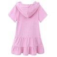 thumbnail image 5 of FLMEI 3-10T Girls Hoodies Dress for Toddler Kids Casual Short Sleeve Beach Dress Summer Soft Solid Color Swimsuits, 5 of 9