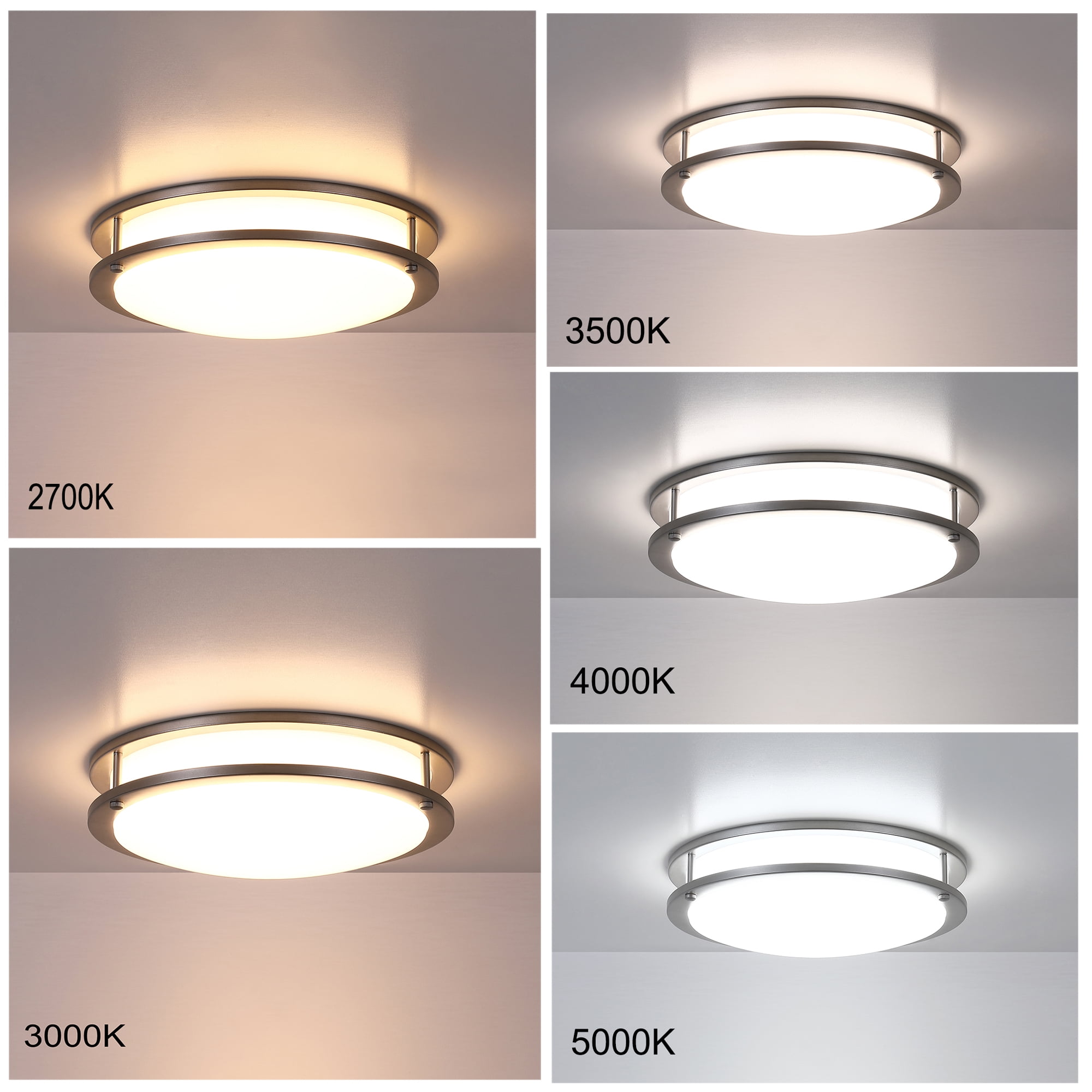 13 inch LED Ceiling Light Fixtures Flush Mount Brush Nickel Kitchen Light Fixtures for ceiling, Bathroom, Dining Room, Hallway (2 pack) 23W