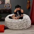 thumbnail image 4 of Jaxx Fauteuil Poire Rond en Peluche de 4 Pi Premium Luxe en Fausse Fourrure, Renard Argenté, 4 of 5