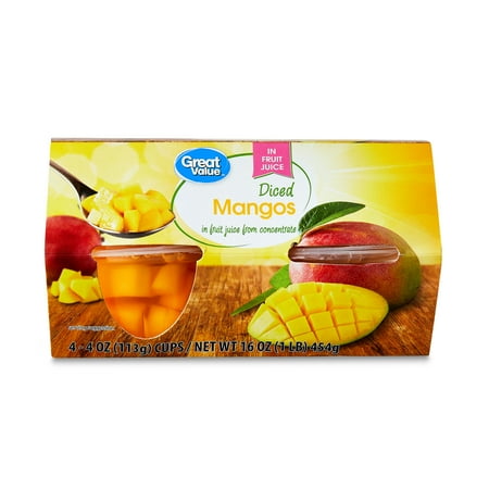 Great Value Diced Mangos, 4 oz, 4 Count