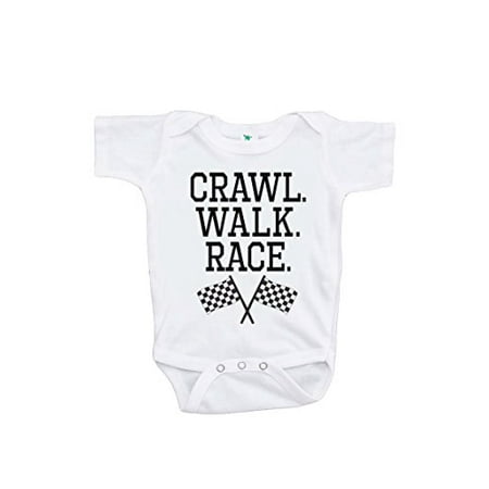 

7 ate 9 Apparel Kids Crawl Walk Race Onepiece White