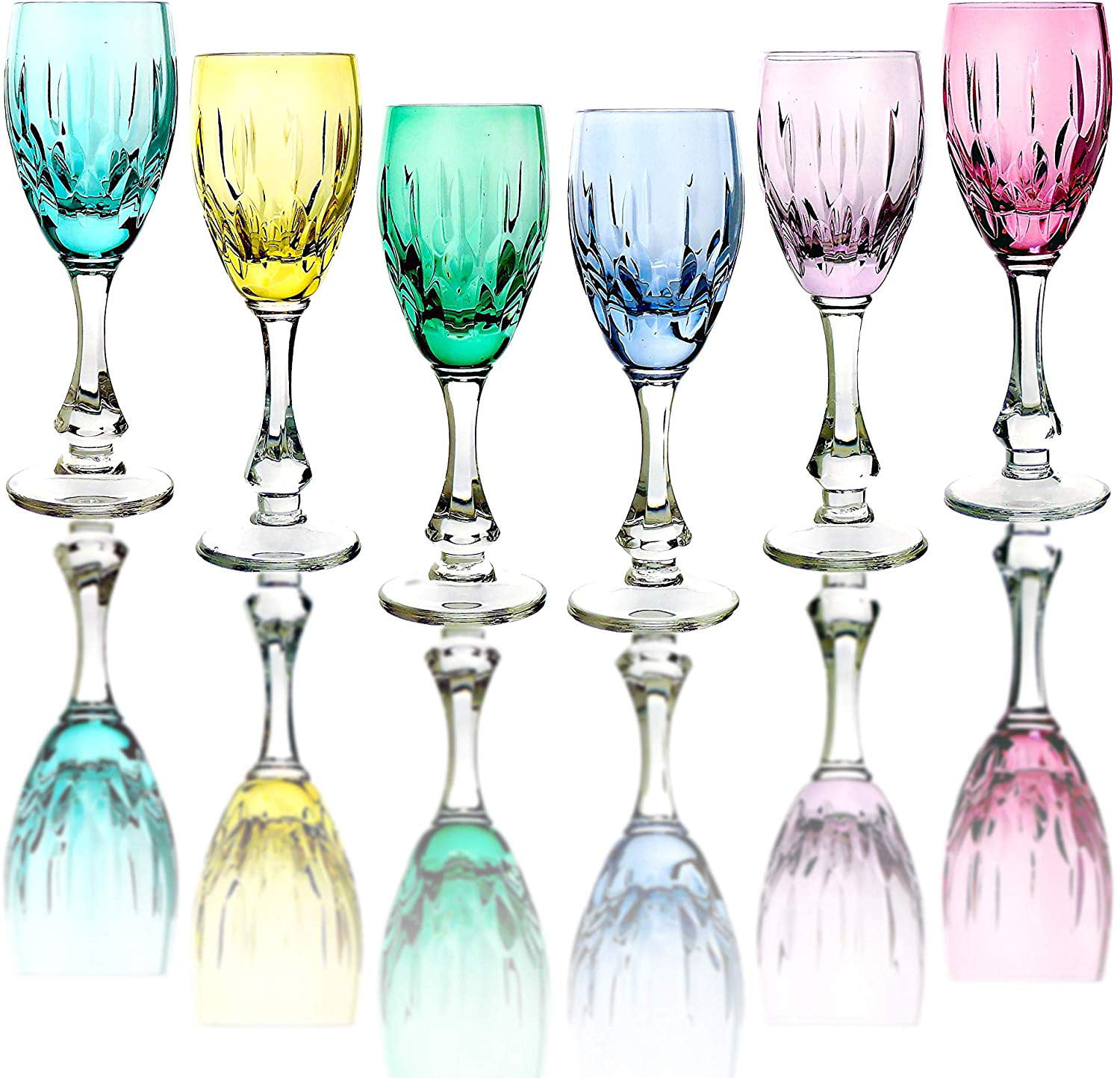 Crystal Glass Set of 6 Champagne Martini Margarita Wine 7 oz  Russian Cut NEMAN 
