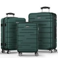 thumbnail image 1 of Sunbee Ensemble de 3 Valises, Valise Rigide en ABS avec Serrure TSA, Légère et Résistante, à Roulettes Multidirectionnelles, Vert Foncé, 1 of 7