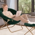thumbnail image 3 of CZMJY Grey Faux Fur XL Saucer Chair for Adults Teens Kids – Foldable Comfy Accent Seat for Bedroom Dorm Gaming Small Spaces – Oversized Round Moon Mushroom Style Green + Footrest, 3 of 10