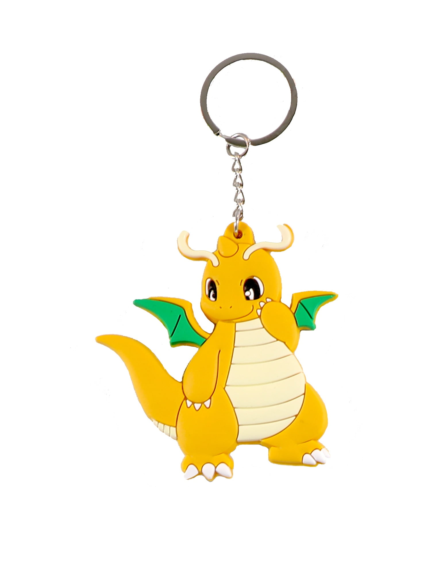 Pokemon Dragonite Rubber Keychain 2 Inches Double Sided Metal Ring 
